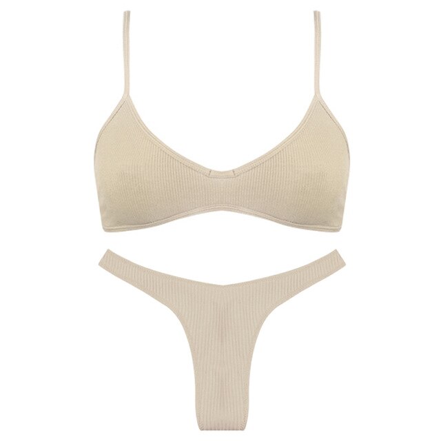 2020 New Hot Ladies Cotton Thin Underwear Ribbed Sexy Soft Lingerie Bra Sets beauty back Women Bra Panties Set Comfort Homewear