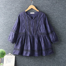 Load image into Gallery viewer, New Spring Women Shirt Literary Fresh Hollow out Embroidery Pullover Cotton and linen O-Neck Blouse Women