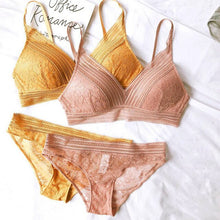 Load image into Gallery viewer, 2020 Sexy Bras For Women French Wire Free Thin Padded Bra Set Big Chest Lace Push Up Underwear Sets Girl Candy Colour Bralette