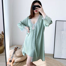 Load image into Gallery viewer, 2020 Summer 4PCS Silk Satin Lace Sexy Lingerie Nightgowns Robes Sets for Women Bathrobes Sleepwear Nightdress Night Dress Nighty