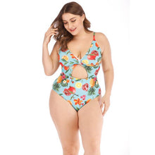 Load image into Gallery viewer, 2020 new printed sexy deep V conjoined plus size swimsuit women plus size one piece swimming suit for women