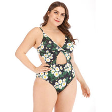 Load image into Gallery viewer, 2020 new printed sexy deep V conjoined plus size swimsuit women plus size one piece swimming suit for women