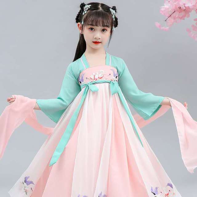 2021 Ancient Hanfu Girls Oriental Chinese Costume Kids Traditional Chinese Dress Children Fairies Tang Dynasty Performance Wear
