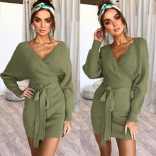 Load image into Gallery viewer, 2021 Autumn And Winter New Sexy Lace V-Neck Bag Hip Long-Sleeved Casual Party Women&#39;s Corset Mini Tight Dress Evening Dress