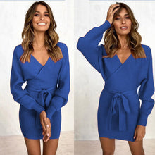 Load image into Gallery viewer, 2021 Autumn And Winter New Sexy Lace V-Neck Bag Hip Long-Sleeved Casual Party Women&#39;s Corset Mini Tight Dress Evening Dress