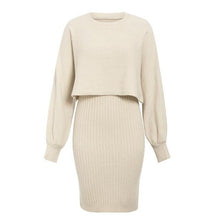 Load image into Gallery viewer, 2021 Autumn And Winter New Women Knitted Dress Two Piece Set Ladies Fashion Solid Color Pullover Sweater Outdoor Casual Clothes