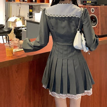 Load image into Gallery viewer, 2021 Autumn Kawaii Elegant Dress Women Casual Korean Fashion Party Mini Dresses Lace Long Sleeve College Style Sweet Cute Dress