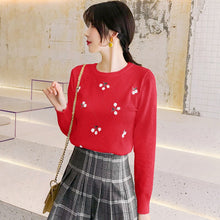 Load image into Gallery viewer, 2021 Autumn Net Red Cherry Print Korean Sweater Pullover Sweater Bottoming Shirt Top Heavy Industry Women