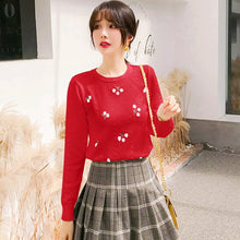 Load image into Gallery viewer, 2021 Autumn Net Red Cherry Print Korean Sweater Pullover Sweater Bottoming Shirt Top Heavy Industry Women