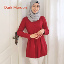 Load image into Gallery viewer, 2021 Autumn New Muslim Fashion Women Solid Color Long Sleeve T-shirt Women&#39;s Clothing Middle East Malay Top Musulmane Clothes