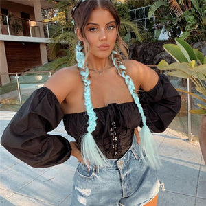 2021 Autumn Summer Tees T Shirt Women Tops Fashion Solid Color Single-breasted Long Sleeve Slash Neck Sexy Club Women T-shirts