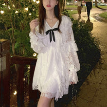 Load image into Gallery viewer, 2021 Autumn Sweet Kawaii Dress Women Lace White Elegant Party Mini Dress Ladies Long Sleeve Casual Cute Korean Fashion Clothing