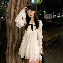 Load image into Gallery viewer, 2021 Autumn Sweet Kawaii Dress Women Lace White Elegant Party Mini Dress Ladies Long Sleeve Casual Cute Korean Fashion Clothing