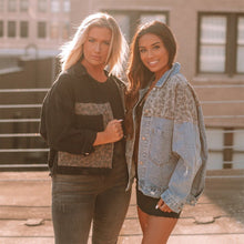 Load image into Gallery viewer, 2021 Autumn Winter Cropped Denim Vintage Jacket Women Long Sleeve Denim Jacket Leopard Pattern Stitching Jeans Gothic Coats