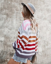 Load image into Gallery viewer, 2021 Autumn Winter Long Sleeve Rainbow Striped Pullover Women Sweater Casual Loose Knitted Sweaters O-Neck Pull Jumpers Female