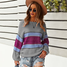 Load image into Gallery viewer, 2021 Autumn Winter Long Sleeve Striped Pullover Women Sweater Knitted Loose Sweaters O-Neck Tops Korean Pull Jumpers Female