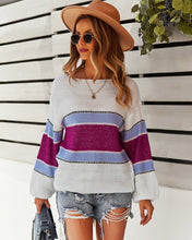 Load image into Gallery viewer, 2021 Autumn Winter Long Sleeve Striped Pullover Women Sweater Knitted Loose Sweaters O-Neck Tops Korean Pull Jumpers Female