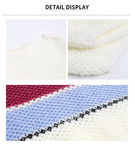 2021 Autumn Winter Long Sleeve Striped Pullover Women Sweater Knitted Loose Sweaters O-Neck Tops Korean Pull Jumpers Female