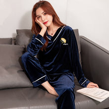 Load image into Gallery viewer, 2021 Autumn Winter Plus Size V-neck Gold Velvet Pajama Sets for Women Long Sleeve Sleepwear Pyjama Homewear Pijama Mujer Clothes