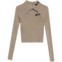 Load image into Gallery viewer, 2021 Autumn Winter Women&#39;s Pullovers Fashion Casual Solid Color Half High Collar Sexy Hollow Knitted Sweater