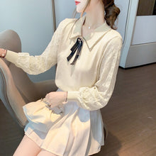 Load image into Gallery viewer, 2021 Autumn and Winter New Knit Sweater  Bow Stitching Lace Bottoming Shirt Lady Aesthetic