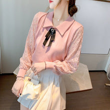 Load image into Gallery viewer, 2021 Autumn and Winter New Knit Sweater  Bow Stitching Lace Bottoming Shirt Lady Aesthetic