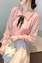 Load image into Gallery viewer, 2021 Autumn and Winter New Knit Sweater  Bow Stitching Lace Bottoming Shirt Lady Aesthetic