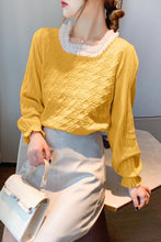 Load image into Gallery viewer, 2021 Autumn and Winter New Lace Border Lantern Sleeve Sweater Knit Sweater Top Temperament Small Shirt Korean Women