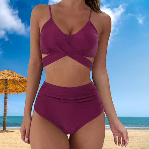 2021 Bathing Suit Bandeau Sexy Women's Bikini High Waisted Tummy Control Two Piece Swimsuit Swimwear Tankini костюм женский