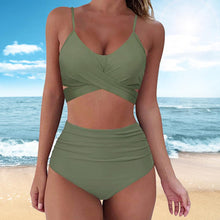 Load image into Gallery viewer, 2021 Bathing Suit Bandeau Sexy Women&#39;s Bikini High Waisted Tummy Control Two Piece Swimsuit Swimwear Tankini костюм женский