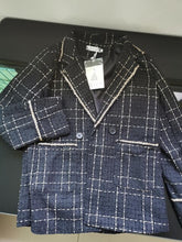 Load image into Gallery viewer, 2021 Black Plaid Suits Coat Women Jackets Uniform Fashion Coat Korean Loose Female Overcoat Channel Style Mid-length