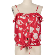 Load image into Gallery viewer, 2021 Boho Summer Women Casual Short Blouse Shirts V Neck Ruffles Sleeveless Chiffon Shirts Fashion Female Floral Tops Blusas