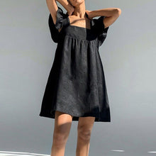 Load image into Gallery viewer, 2021 Casual Square Collar Butterfly Sleeve Mini Sweet Dress Summer Woman Backless High Waist Loose Linen Solid Dress