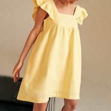 Load image into Gallery viewer, 2021 Casual Square Collar Butterfly Sleeve Mini Sweet Dress Summer Woman Backless High Waist Loose Linen Solid Dress