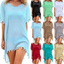 Load image into Gallery viewer, 2021 Chiffon Tassels Beach Wear Women Swimsuit Cover Up Swimwear Bathing Suits Summer Mini Dress