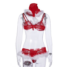 Load image into Gallery viewer, 2021 Christmas Sexy Suit Women Sexy Outfit with Christmas Hat Pajamas Lingerie Sexy Sleeveless Underwear 3 Set Erotic Lingerie