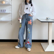 Load image into Gallery viewer, 2021 Cute Women Loose Cartoon Girls Pants Fashion Femme Harajuku Baggy Jeans Female Pants Casual Funny Amine Pants Summer Jeans