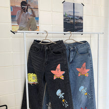 Load image into Gallery viewer, 2021 Cute Women Loose Cartoon Girls Pants Fashion Femme Harajuku Baggy Jeans Female Pants Casual Funny Amine Pants Summer Jeans