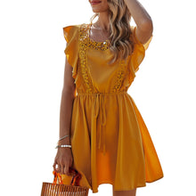 Load image into Gallery viewer, 2021 Dress Women Summer Dress Fashion Square Neck Hollow Out Backless Sashes Ruffles Holiday Mini Dress Female Vestido Mujer