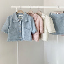 Load image into Gallery viewer, 2021 Elegant 2 Piece Sets Vintage Fashion Tweed Single-Breasted Tassel Crop Top + High Waist A-line Mini Skirts Women Clothes