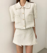 Load image into Gallery viewer, 2021 Elegant 2 Piece Sets Vintage Fashion Tweed Single-Breasted Tassel Crop Top + High Waist A-line Mini Skirts Women Clothes