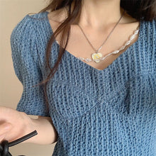 Load image into Gallery viewer, 2021 Elegant Denim Dresses Women Blue Puff Sleeve V-Neck Summer Robe Solid High Waist Korean Chain A-Line Mini Vestidos Fashion