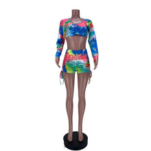 Load image into Gallery viewer, 2021 European And American Fashion Women&#39;S Spring And Summer New Sexy Tie-Dye Print Drawstring Two-Piece Set