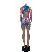 Load image into Gallery viewer, 2021 European And American Fashion Women&#39;S Spring And Summer New Sexy Tie-Dye Print Drawstring Two-Piece Set