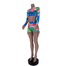 Load image into Gallery viewer, 2021 European And American Fashion Women&#39;S Spring And Summer New Sexy Tie-Dye Print Drawstring Two-Piece Set