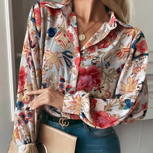 Load image into Gallery viewer, 2021 Fall New Women&#39;s Digital Printing Loose Casual Long Sleeve Shirt Fashion Casual Button Up Blouse Basic Tops Streetwear