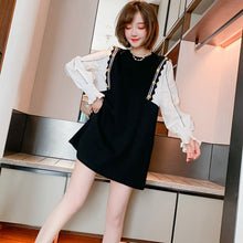 Load image into Gallery viewer, 2021 Fashion Shirt Patchwork Loose Fake Two Casual Straight Dresses Long Sleeve Round Neck Buttons Knitted Autumn Spring Dress