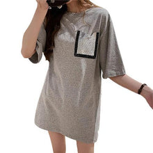 Load image into Gallery viewer, 2021 Fashion T Shirt Women Korean Slyle Loose Women Summer Loose Comfortable Medium Length Pocket O Neck Short Sleeves T-shirt