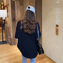 Load image into Gallery viewer, 2021 Fashion T Shirt Women Korean Slyle Loose Women Summer Loose Comfortable Medium Length Pocket O Neck Short Sleeves T-shirt