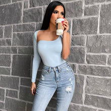 Load image into Gallery viewer, 2021 Fashion Women Summer Solid Bodysuit Slim One Shoulder Backless Halter Sexy New Ladies Skinny Siamese Briefs